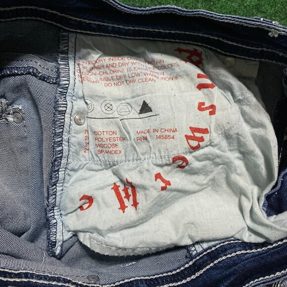 Women’s Answer Me Fleur De Lis Rhinestone Jeans Dark Wash (Unsized, Est. 29) - Picture 5 of 6